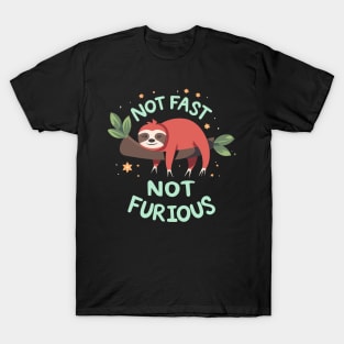 Not Fast Not Furious Funny Tree Sloth Design T-Shirt